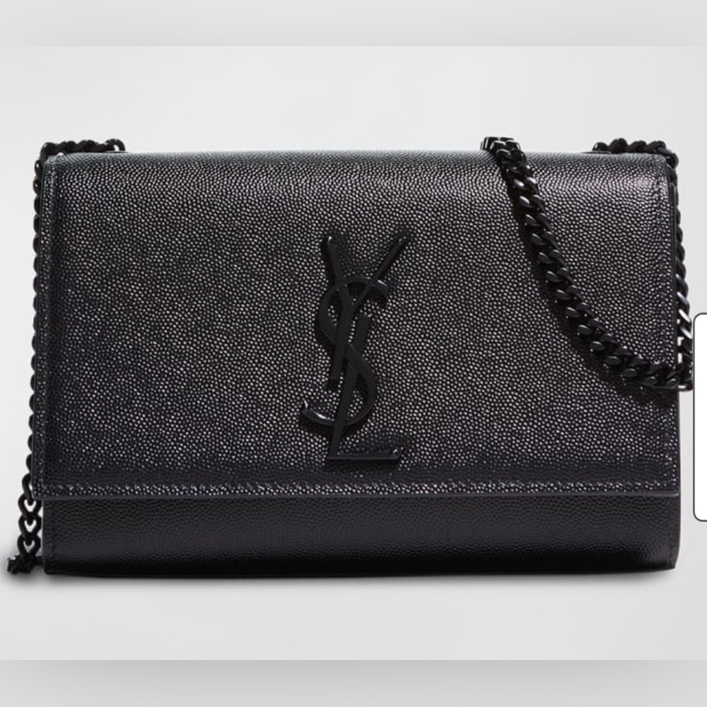 Kate Small YSL Crossbody Bag in Grained Leather blk/blk
